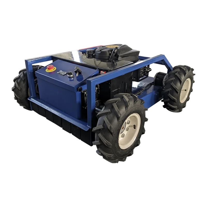 Hot selling customized domestic tracked machine gasoline self-propelled garden remote control rubber tracked lawn mower