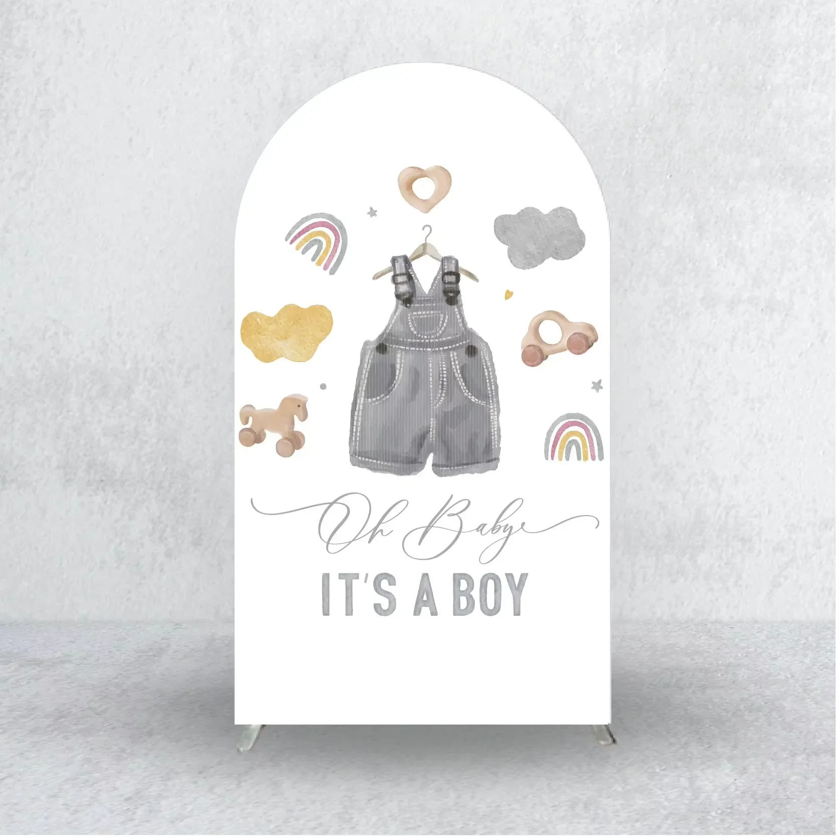 Mehofond Custom Gender Reveal Arch Backdrop Covers Boy or Girl Baby Shower Background Oh Baby Rainbw Decor 2-sided Chiara Props