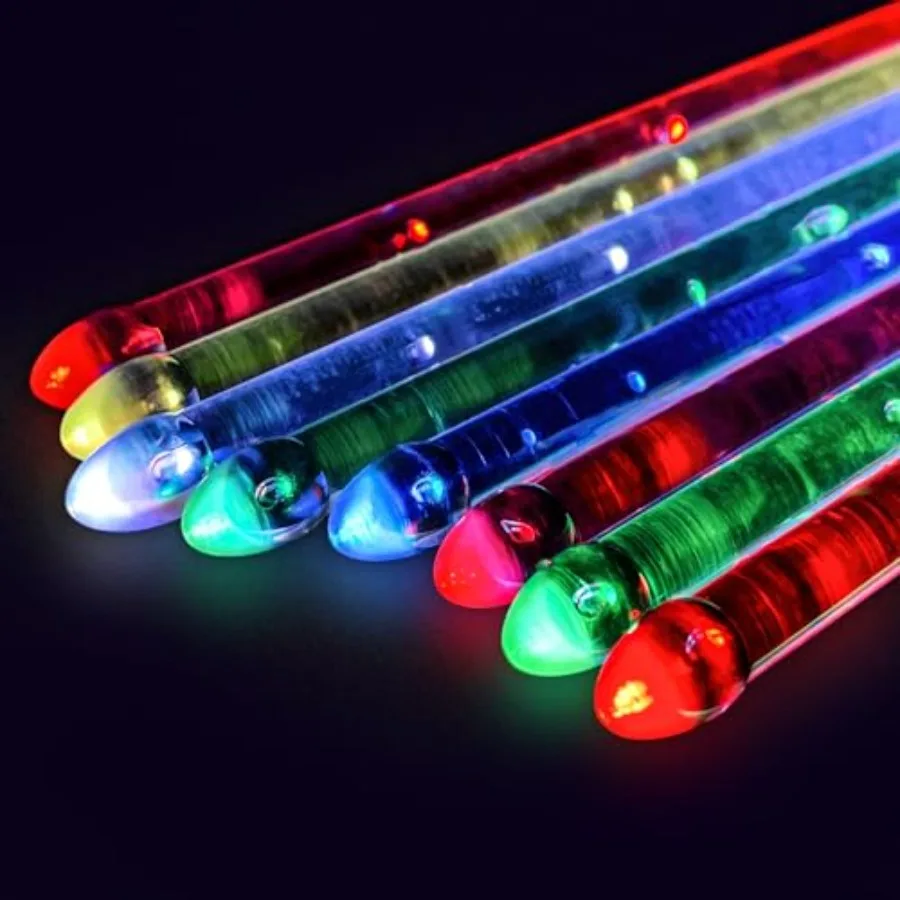 

LED Light up Drum Sticks 15 Color Changing Drumsticks Support USB Charging with Opening Key PC Polymer Material Durable Profess