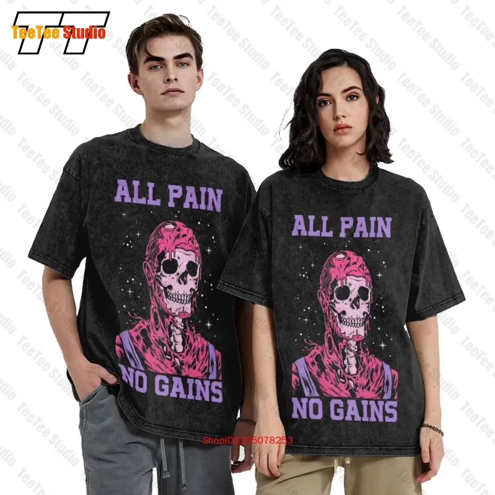 All Pain No Gains Weightlifting Gym Training Powerlifting Vintage Oversized T-Shirt 5TAT