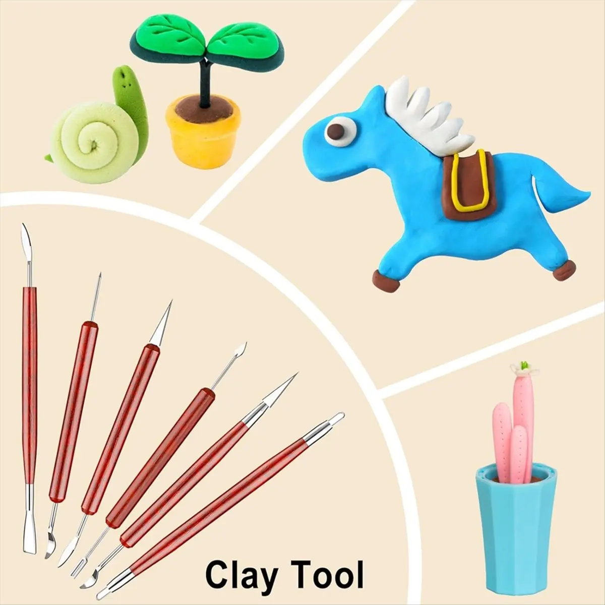 HITL Clay Tools Kit,28 PCS Pottery Tools,Polymer Clay Tools,Air Dry Clay Tools Set for Kids, Adults,Pottery Craft,Drawing