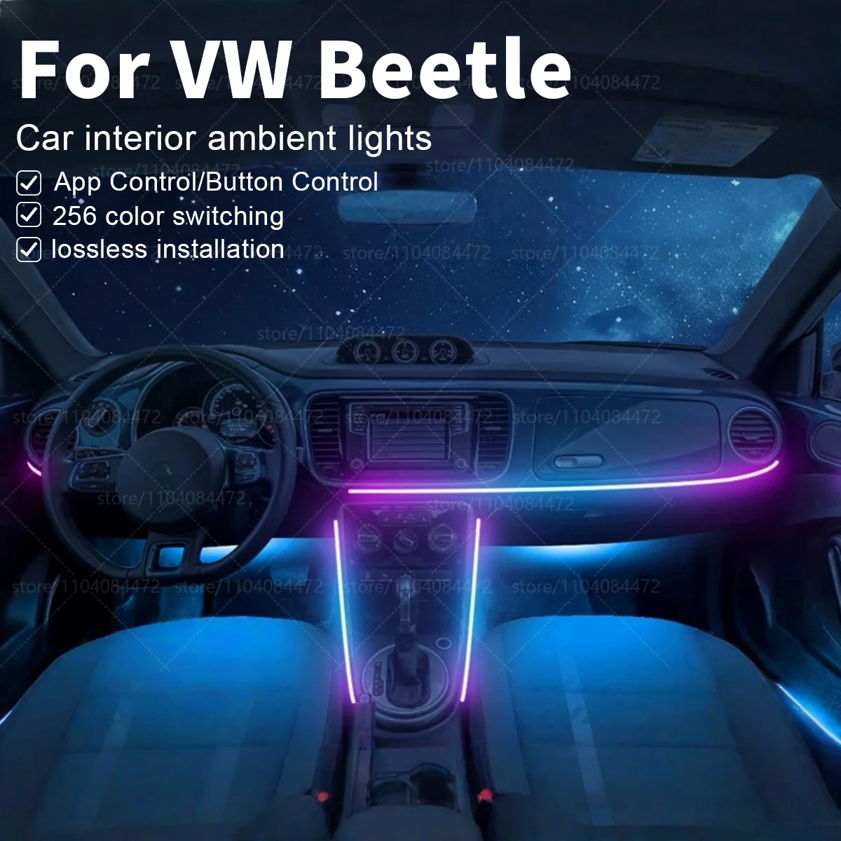 

For Volkswagen Beetle 22in1 RGB Car Interior Acrylic Car Ambient Lights RGB Hidden Acrylic Strip Decoration Accessories