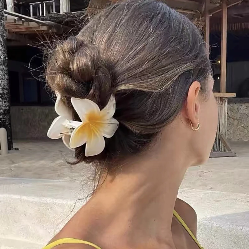 Pinza de pelo de flor de lirio para mujer, estilo bohemio de vacaciones, pinza para el pelo, garras florales, accesorios para el cabello para niña, regalo