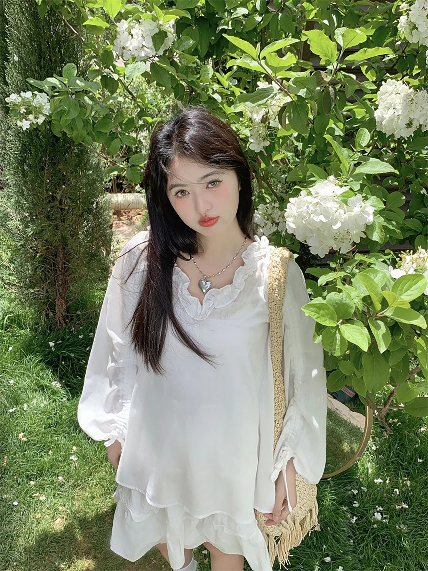 

Vanwenwen Summer Sweet Sle Button up irt Women's Thin V-ne Bow Tie Blouse Breathable Skin-friendly ort Sve Top