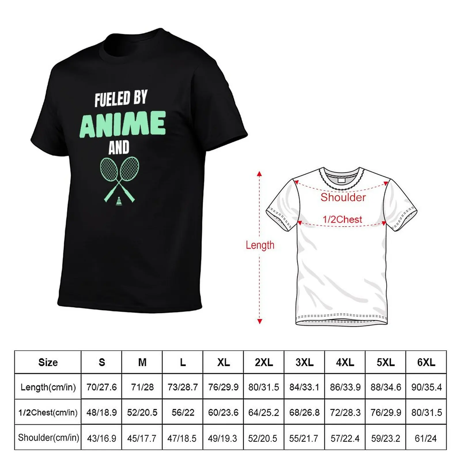 Fueled by Anime and Badminton Manga Sport T-Shirt Outdoor Work Short Sleeve Top