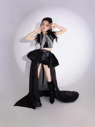 Black sequin runway show server player trendy server trailing PK competition server fast wind sports 8 cool and handsome 9 sets