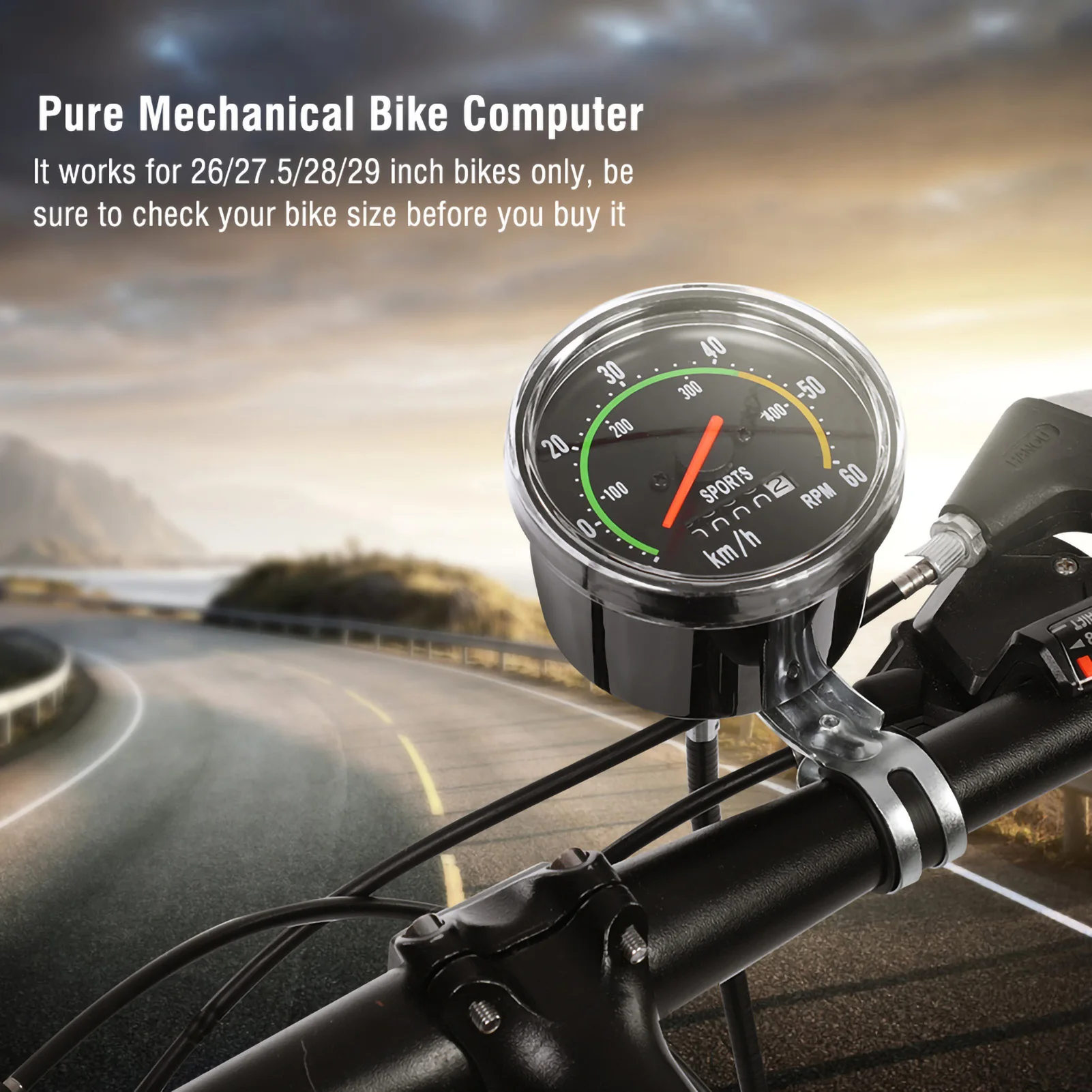 Mechanical Bicycle Computer Bike Speedometer Odometer Cycling Stopwatch Cyclocomputer