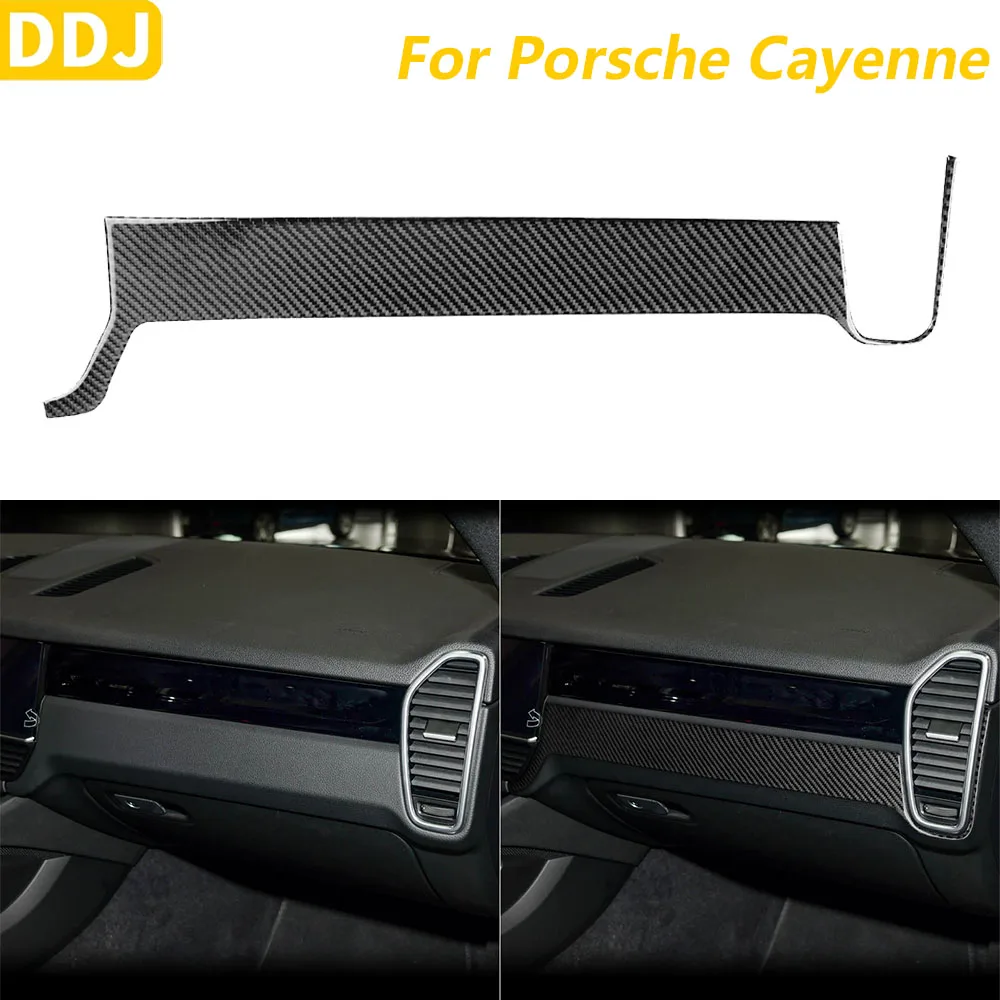 

Real Soft Carbon Fiber Co-pilot Instrument Air Vent Trim Cover For Porsche Cayenne 9Y0 9YA 9YB E3 2018-2023 Interior Accessories