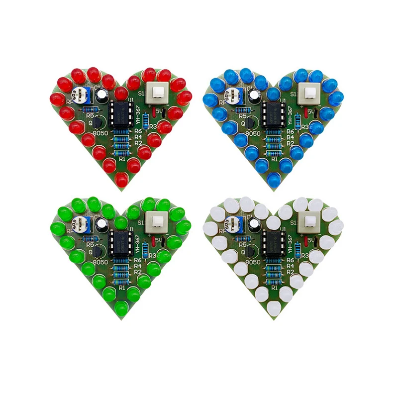 Fun Heart Shaped Lamp Breathing Lamp Welding Kit Circuit Board Welding Practice DIY Practice Teaching Circuit Board
