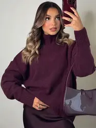 Casual Woman Turtleneck Sweater Solid Long Sleeve Pullover 2024 Autumn Elegant Wild Basic New Fashion Women's Knitwear