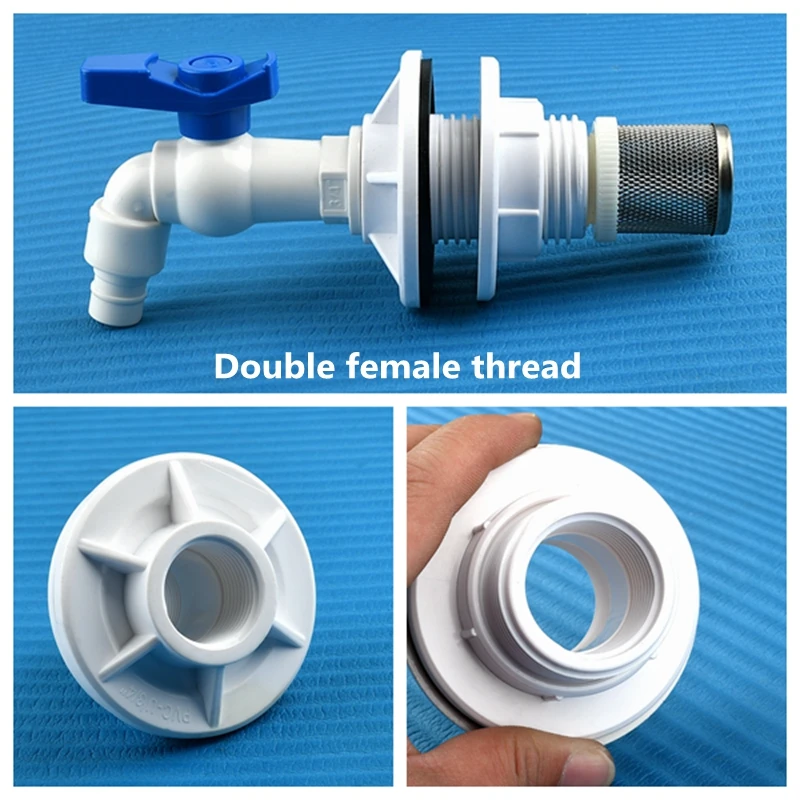 1 ~ 8 sztuk 1/2, 3/4, 1 Cal biały UPVC podwójna żeńska gwint zbiornik wody złącza nawadnianie ogrodu akcesoria Fish Tank Connector