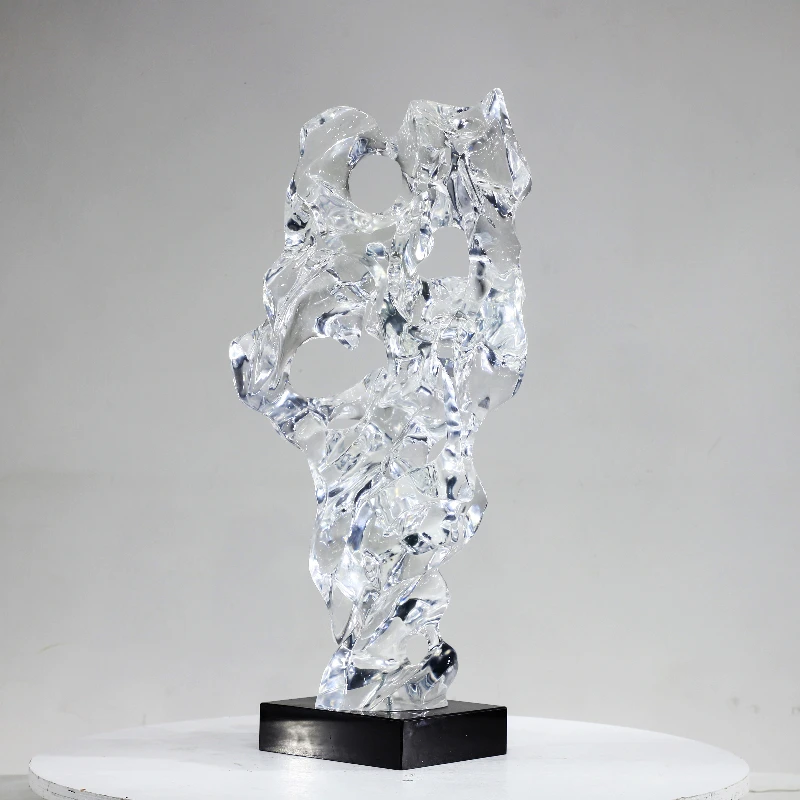 

Transparent resin Taihu stone modeling artificial gorgeous ornament, handmade hotel home villa decoration sculpture