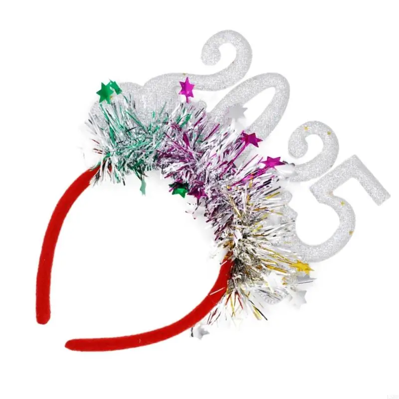 Festive Gold Hair Band for New Year 2025 Celebration Comfortable Wear for Womn L5BE