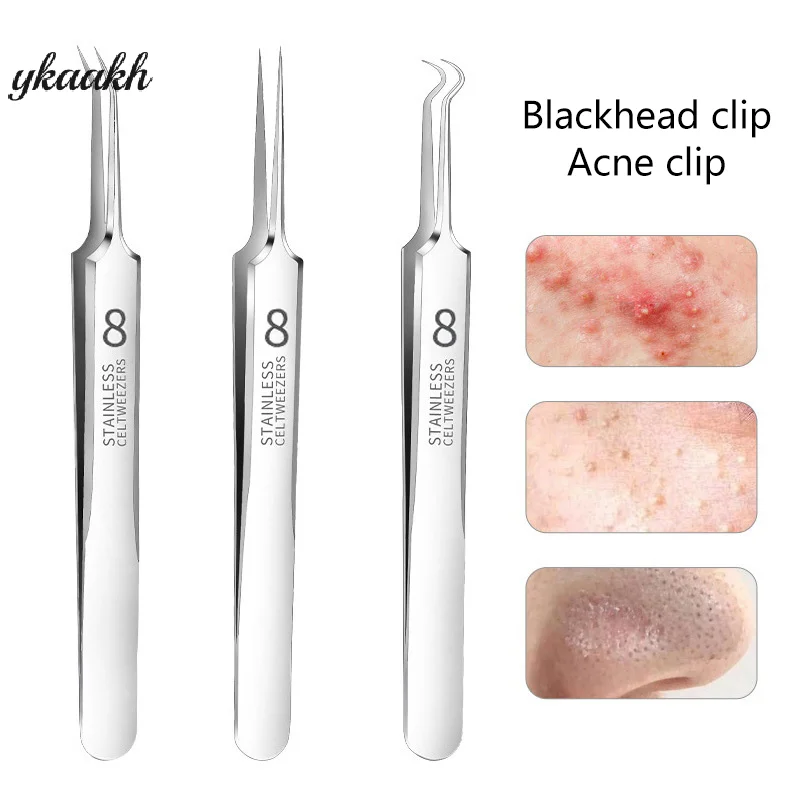 فائقة غرامة خلية البثور البثرة كليب الملقط صالون تجميل مزيل حب الشباب إبرة الرؤوس السوداء منظف عميق كليب الوجه أداة العناية بالبشرة