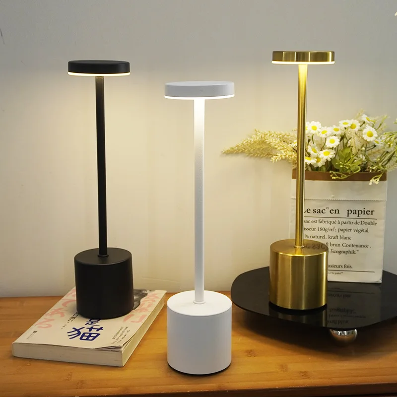 الكلاسيكية الجدول مصباح USB قابلة للشحن ضوء الليل ستبليس يعتم اللمس لمبة مكتب 3 ألوان أباجورة بار فندق الديكور #1