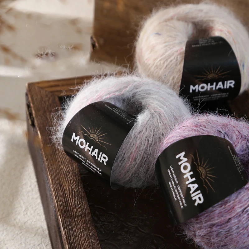 4 piezas de hilo de mohair colorido, perfecto para tejer suéteres, bufandas, chales, lazos para el cabello y otras manualidades hechas a mano