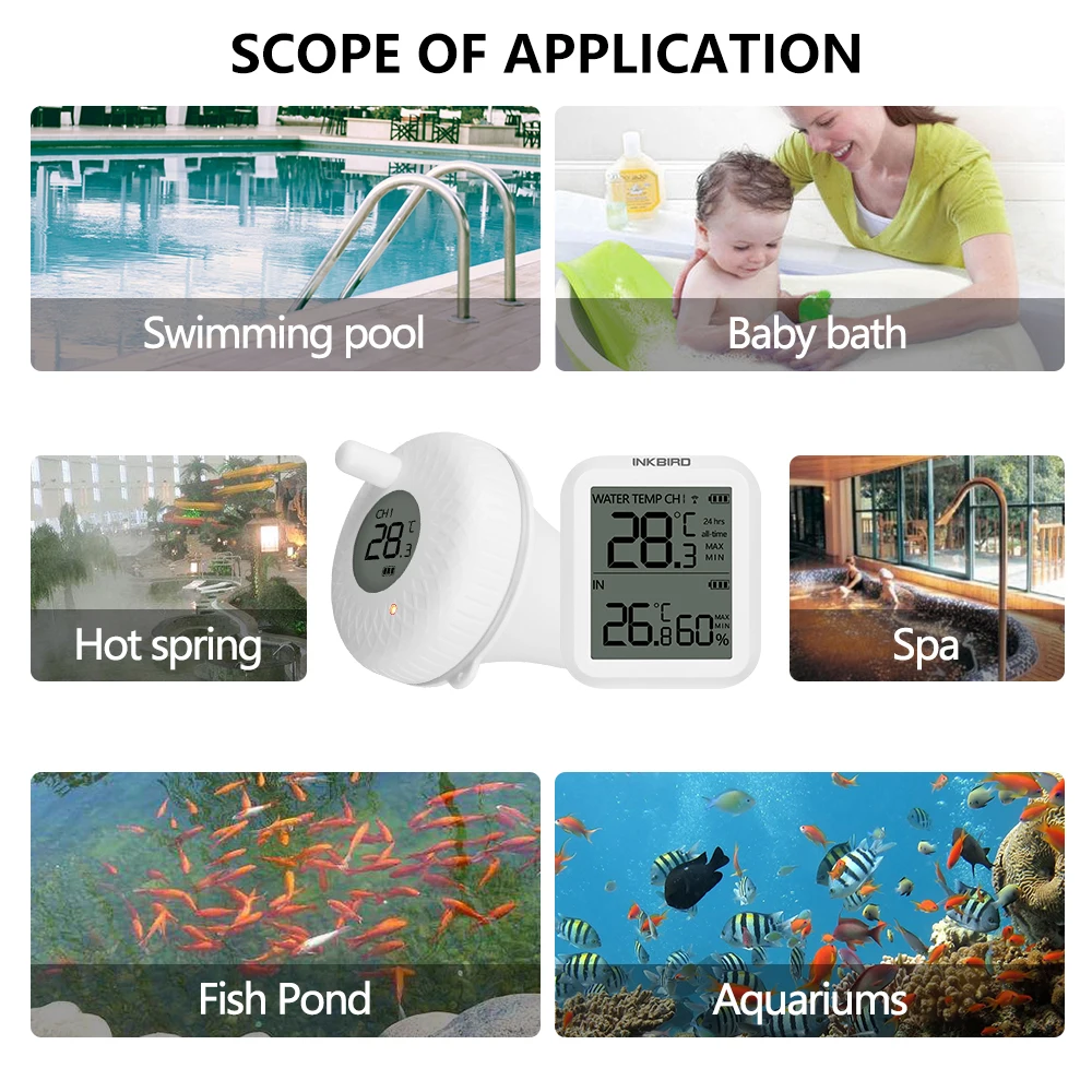 INKBIRD Smart Schwimm Pool Thermometer Indoor Outdoor Wireless Schwimm Thermometer IBS-P01R für Schwimmen Pool Spa Whirlpool – Detail 6
