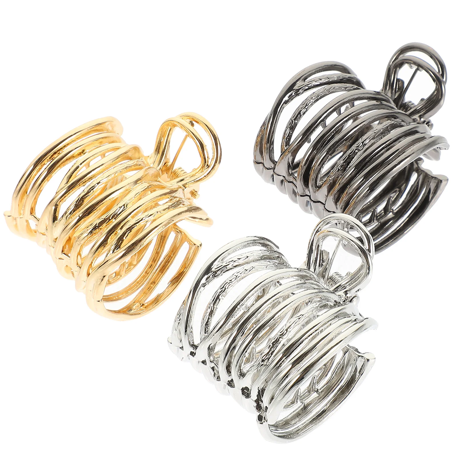 

3 Pcs Claw Hair Clips for Women High Ponytail Holder Metal Hairpin Headgear Accessories Black Gold Silver Long Hair