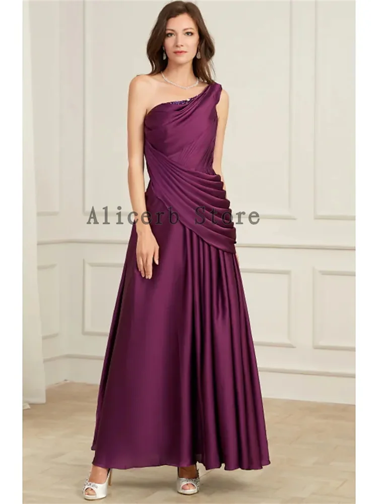 Elegant Floor Length Sleeveless One Shoulder Chiffon Pleated Evening Gown Wedding Guest Mom Formal Occasion Evening Gown فساتين