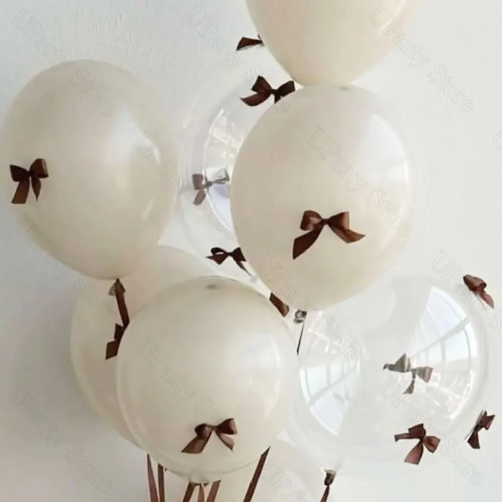40 Stück weiße Luftballons mit Schleife, 25,4 cm, DIY schwarze Schleifen, Latexballons für Schleife, Kokette, Geburtstag, Babyparty, Hochzeit, Party, Dekoration – Detail 8
