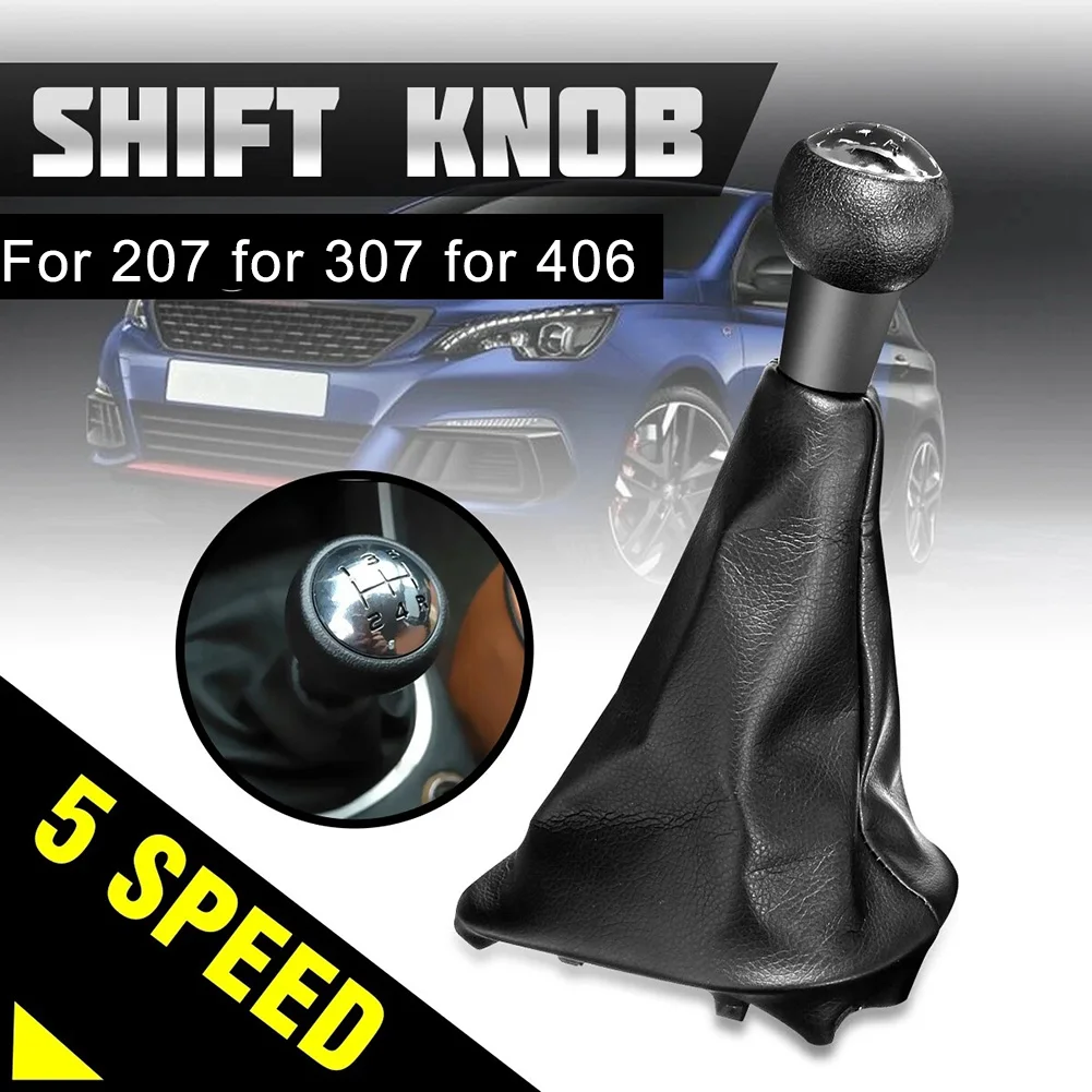 Black Car Gear Shift Knob Car Gear Shift Accessories Shift Knob Kit PU Leather Knob Stable Characteristics Easy Installation