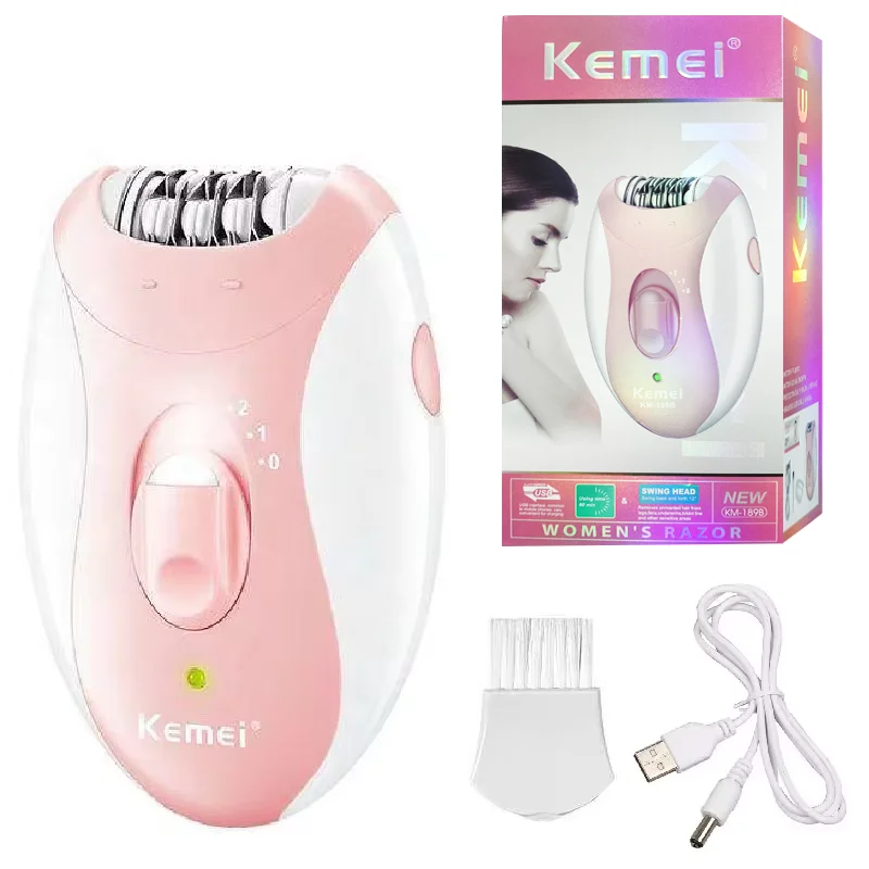 Kemei Rechargeable Women Epilator Facial Hair Remover Bikini Trimmer Body Lady Shaver Leg Electric Razor Pubic Underarm Arm