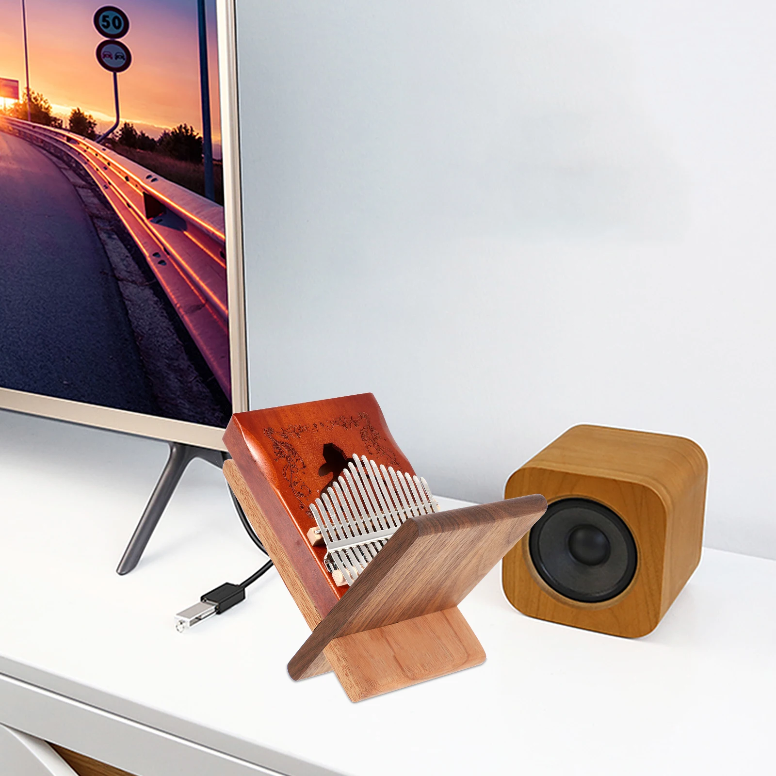 

Kalimba Bracket Portable Finger Piano Holder Stand Thumb Display Solid Wood Instrument for
