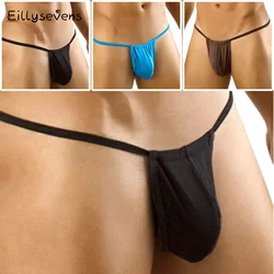 Men T-Back Thin Thongs Low-Waisted Strap Open Back Underpants Sexy Comfortable Simple Breathable Pouch G-Strings Underwear