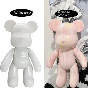 DIY絵画白い胚液プラスチック製の手描きのバイナスベアトイモデル人形親子ビルディングブロックベアドールギフト 12販売融解アイスクリーム彫刻-10