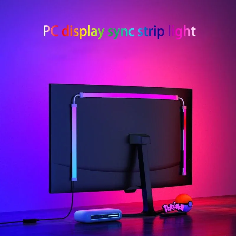 Zanurzeniowa listwa świetlna RGB do synchronizacji ekranu komputera, USB 5V Dream Color PC Podświetlenie Pickup Light do pokoju gier