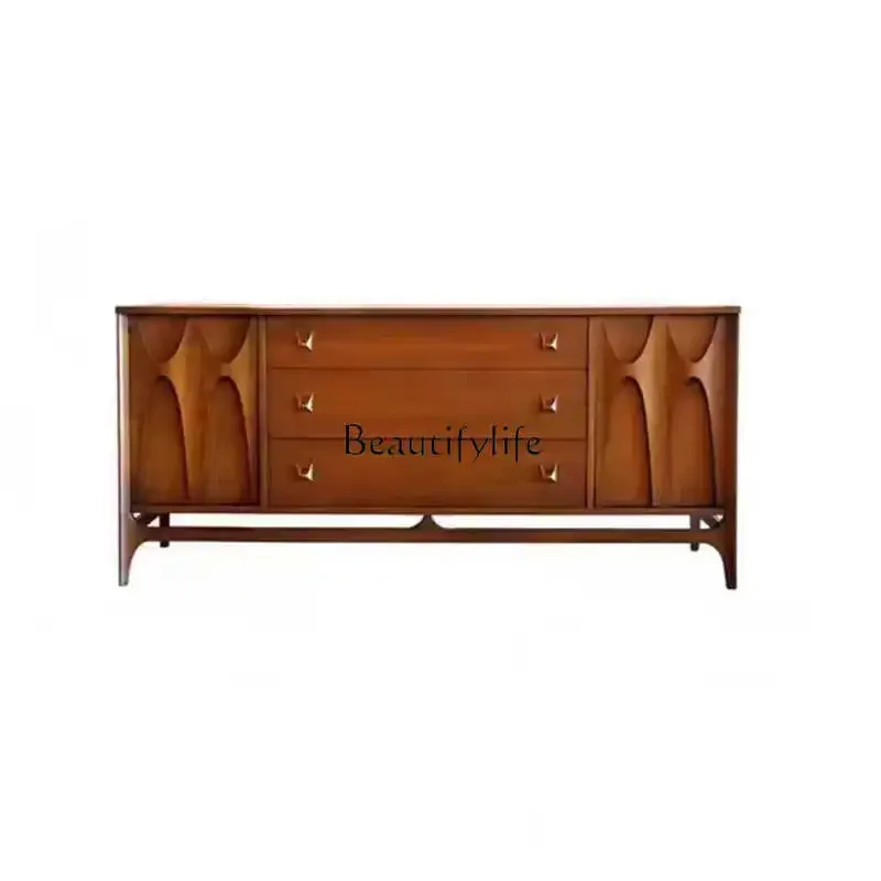 

FG11French retro solid wood chest cabinet cherry wood storage medieval entrance cabinet