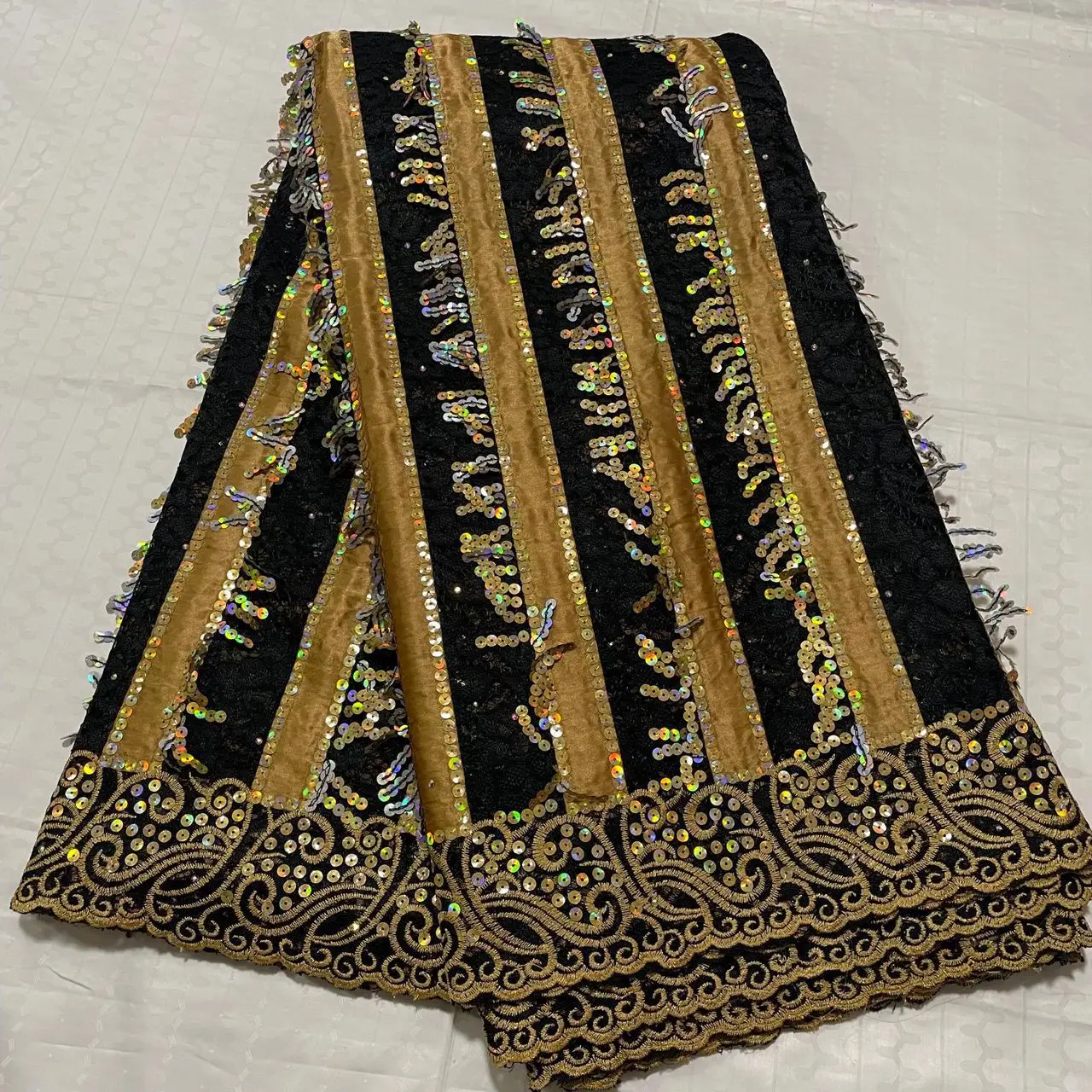 CC1412 2025 High Quality Africa Nigerian Tulle Purple Lace Fabric Sequins for Wedding Dress Chiffon Party Guipure Sewing 5Yard