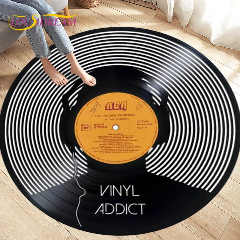 Classical Music Vinyl Record Round Rug,Carpets for Living Room Chair Decoration,Children\'s Play Crawling Soft Non-slip Floor Mat