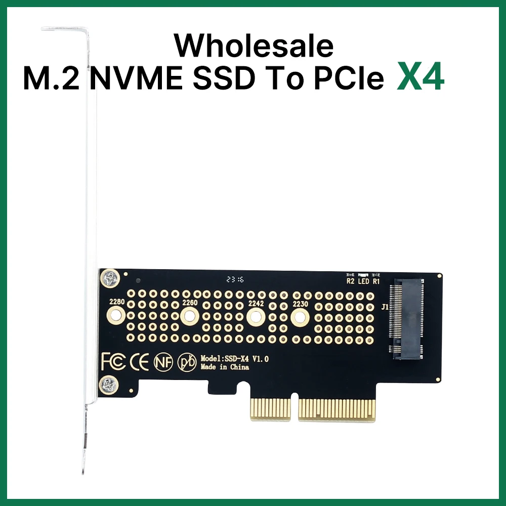 

M.2 NVME to PCI Express X4 Converter PCI-E X4 X8 X16 SSD Adapter Support 2280 2260 2242 2230 to Desktop PCI Express