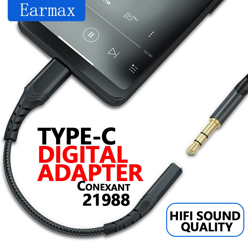 

Type-C Public to 3.5mm Adapter Female Headphone DAC Digital Extension Braided Cable Audio Adapter