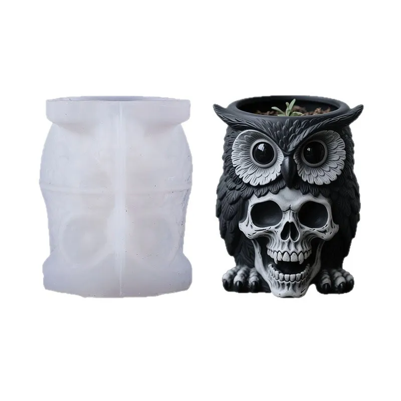 الطيفية البومة شمعة كوب قالب من السيليكون DIY بها بنفسك اليدوية الجص الخرساني شمعة جرة الزهرية راتنجات الايبوكسي قوالب ديكور المنزل