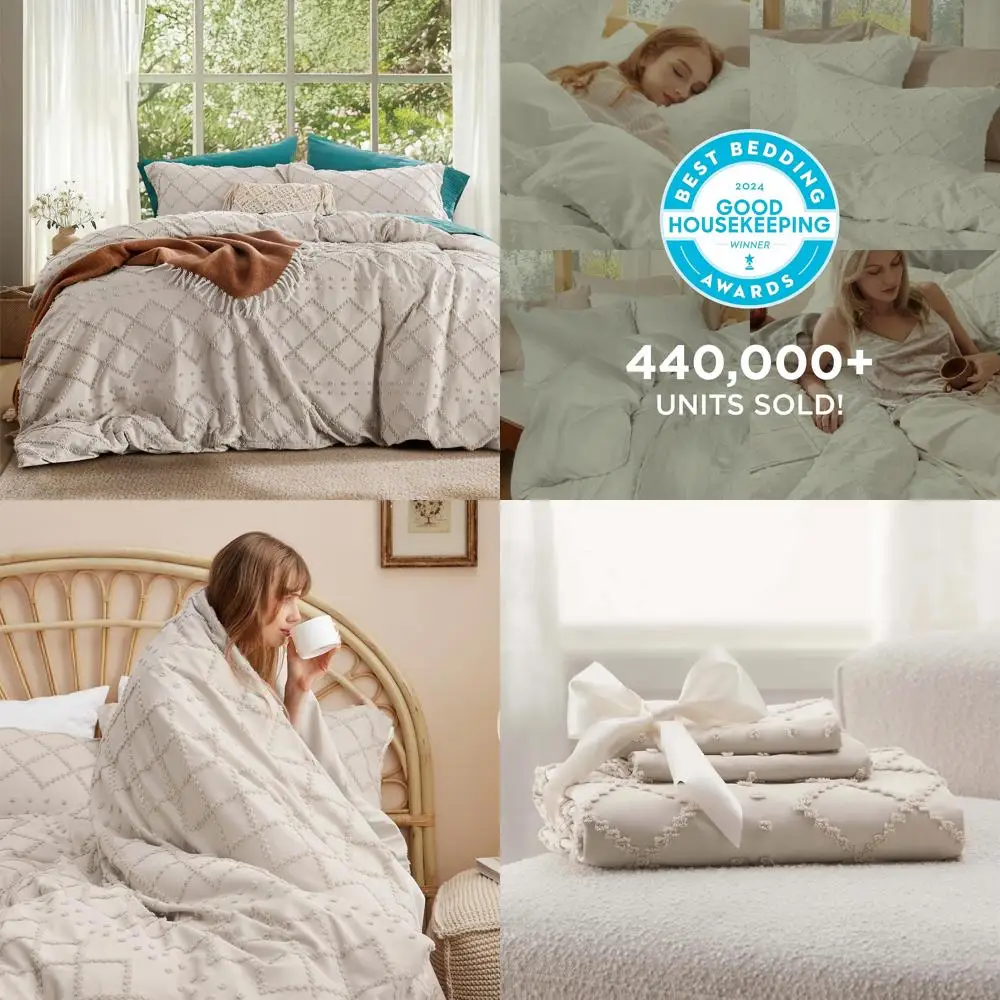 

Boho Style Oversized King Duvet Cover - Beige Soft Breathable Bedding, Machine Washable Comforter Cover Suitable for All Seasons