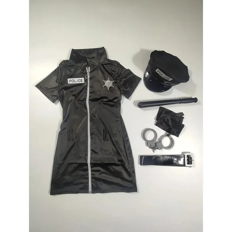 Cosplay Women Sexy Naughty Lingerie Police Costumes Set Halloween Party Cop Officer Uniforms Erotic Nightclubs DS Stage Outf MN3