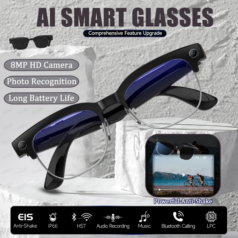 

2025 8MP HD Camera Smart Glasses Al Voice Translation Photo Recognition 4K Video Record WIFI Transmission BT Call Smart Glasses
