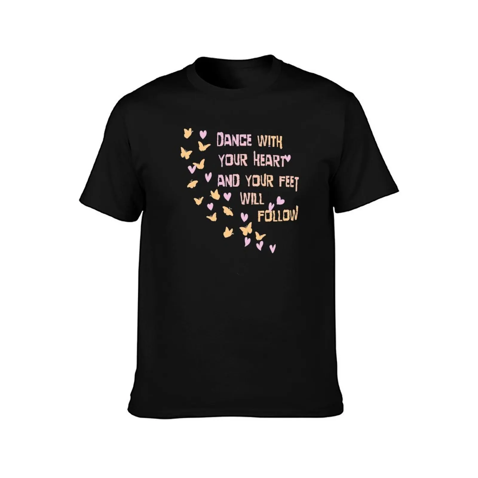 Dance heart feet follow butterflies T-Shirt Summer Casual Cotton Tee Oversized Streetwear Tops Vintage Graphic Print