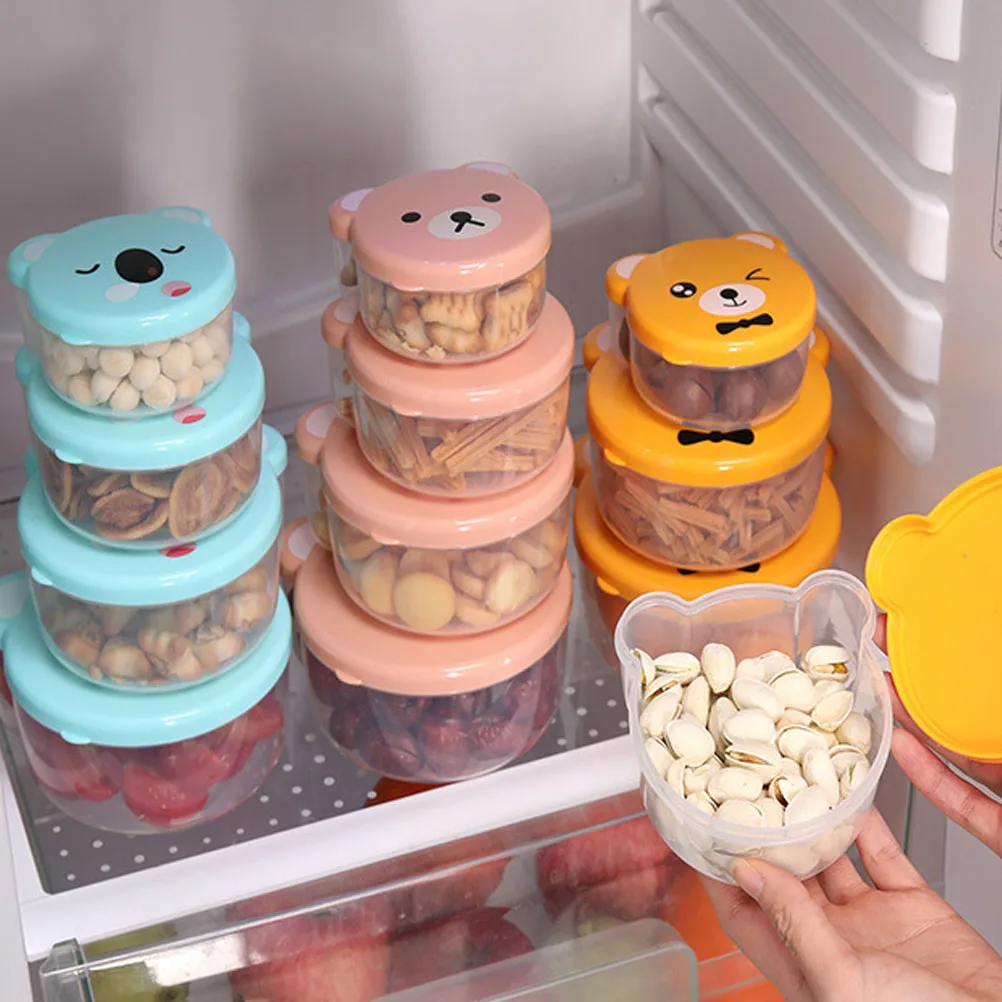 

4pcs Bear Storage Boxes Fruit Fruit Boxes Vegetable Fresh Keeping Containers Dust Proof Kitchen Hotel Restaurant