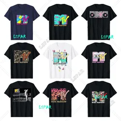 MTV Beach Island Flamingo Vintage Graphic T-Shirt M-T-V Sunset Shape Boombox Checker Design Tee Top Man on The Moon Outfits