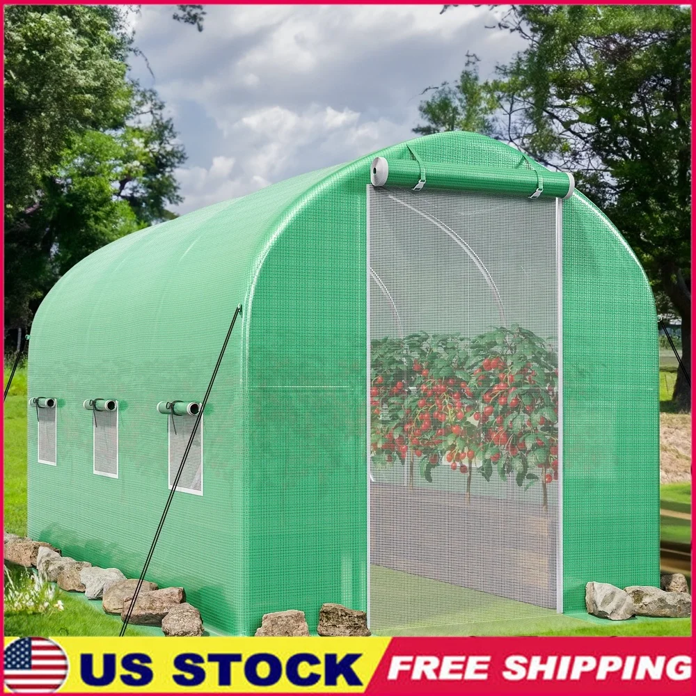 

Large Walk-in Greenhouse 10x6.5x6.5ft Sturdy Galvanized Steel Frame UV Resistant Zipper Doors Enhanced Air Circulation Garden