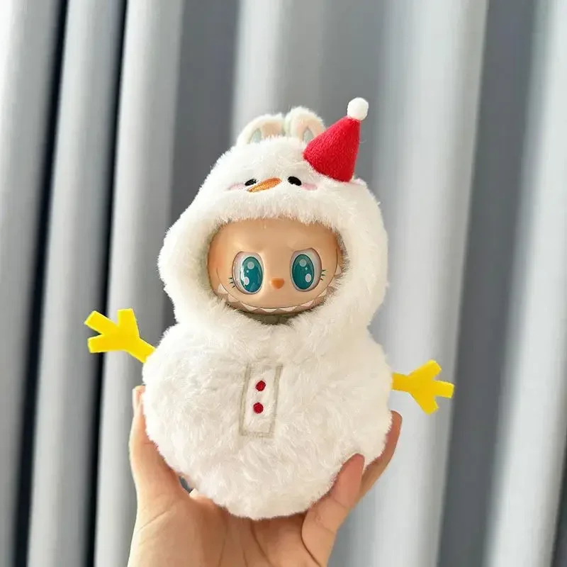 สําหรับ 17 ซม.Labubu เสื้อผ้าจี้ Labubu นั่งปาร์ตี้เสื้อผ้าเด็กชุดสีเหลือง Snowman onesie