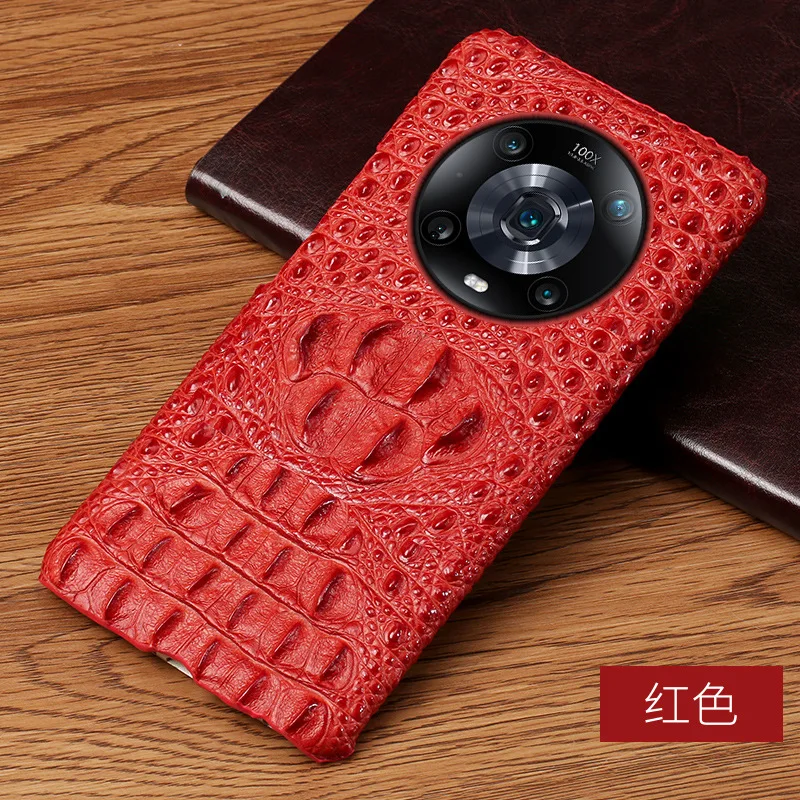 New Luxury Genuinnew Genuine Leather Luxury 3d Crocodile Head Phone Case For Honor Magic 4 3 Magic4 Magic3 Pro Cover Case