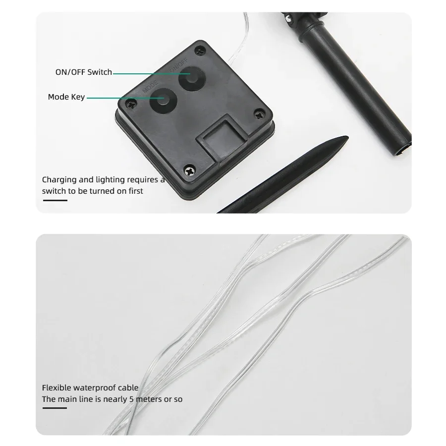 ไฟคริสต์มาสพลังงานแสงอาทิตย์สำหรับตกแต่งสนามหญ้ากลางแจ้ง 5 ชิ้น, ไฟ LED รูปซานตาคลอส มนุษย์หิมะ และต้นคริสต์มาสแบบปักดิน, ตกแต่งทางเดินในสวนแบบกันน้ำ