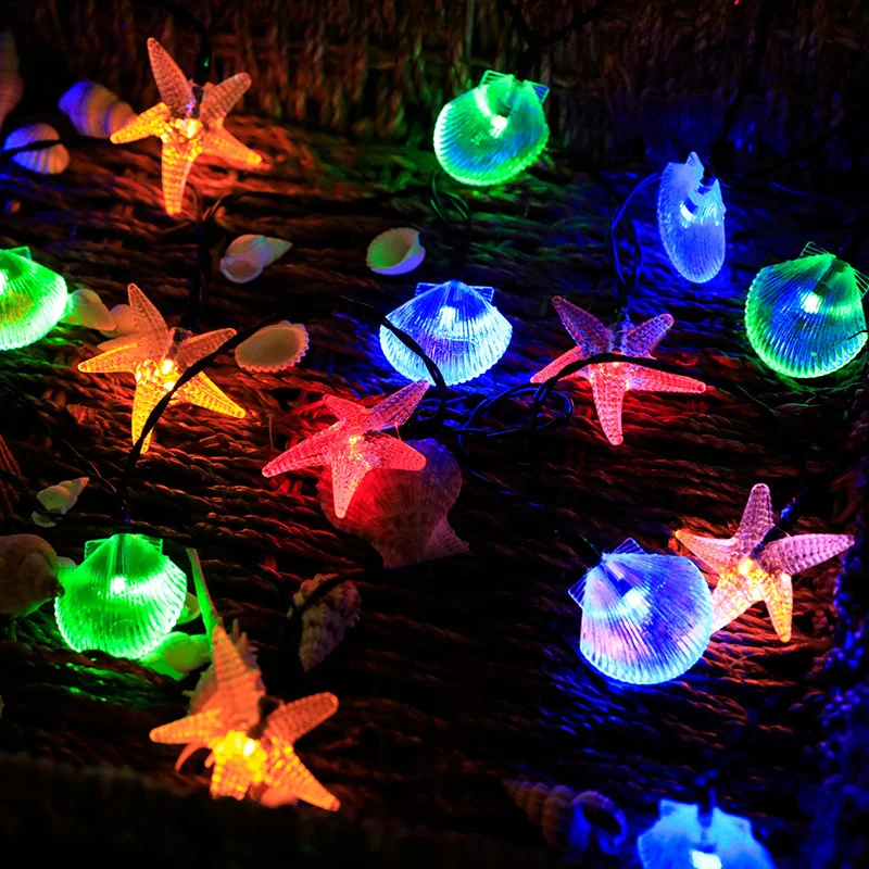 Y2K Solar String Lights Courtyard Christmas Decorations 2023 Acrylic Shell Led Lights Outdoor Waterproof Powered Patio Light 301