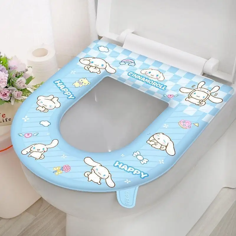 

Sanrios Melody Kawaii принт коврик для унитаза бытовой универсальный всесезонный туалет мультфильм девушка сердце утолщенная водонепроницаемая подушка