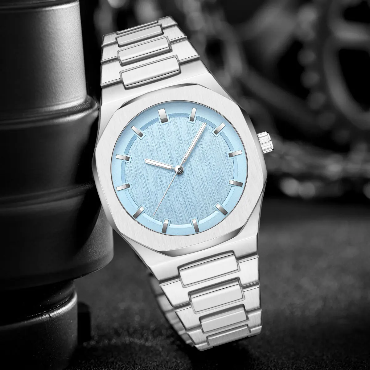 Super Thin Slim Man Watch Ice Blue Yellow Dial Steel Strap Quartz Wristwatch Unisex Clock Male Reloj Hombre Free Shipping