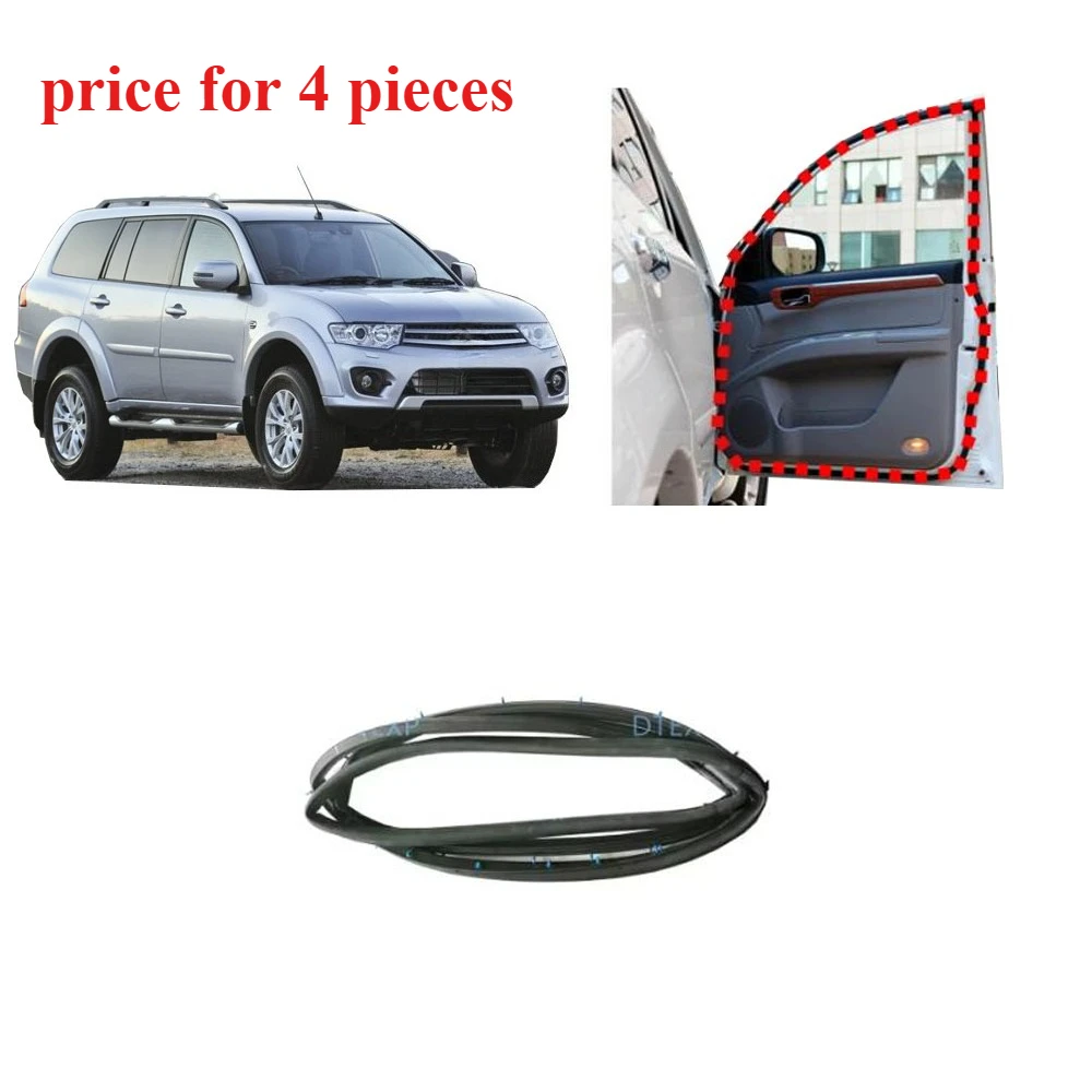 4 Pieces Door Protect Rubber for Pajero Sport KH 2007-2014 5725A329 Weather Strip for Montero Sport Sealing with Clips